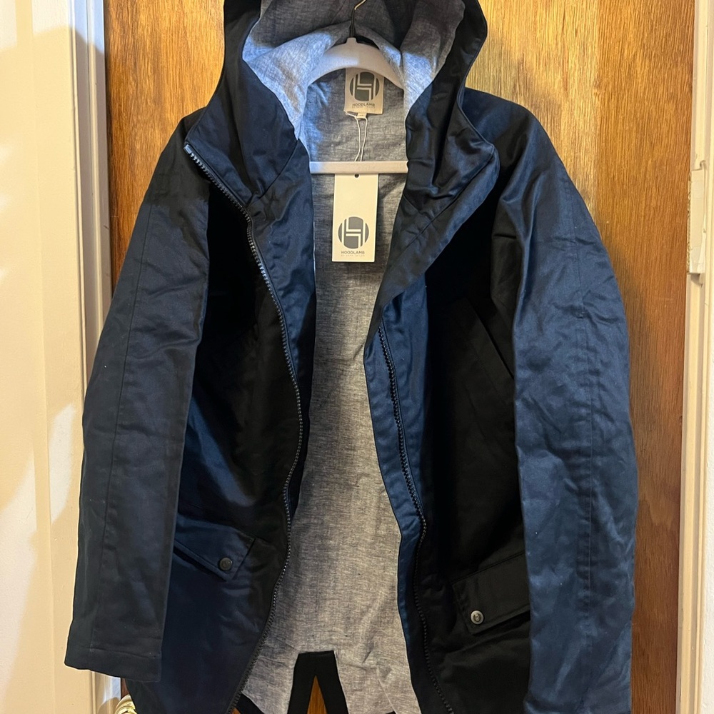 Men's Black Hooded Raincoat